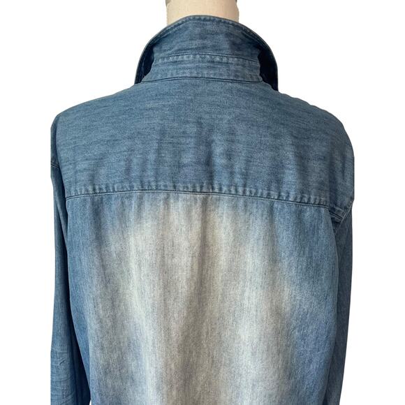 Frank and Eileen Mary Classic Shirtdress Famous Denim Distressed Wash Size L - Picture 8 of 10